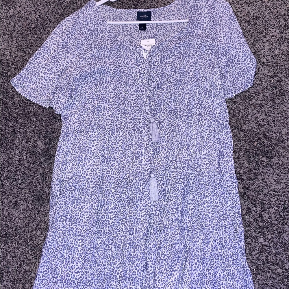 Blue and white cheetah print summer dress size medium